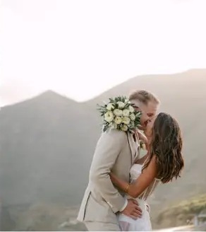 Couple embracing in the mountains